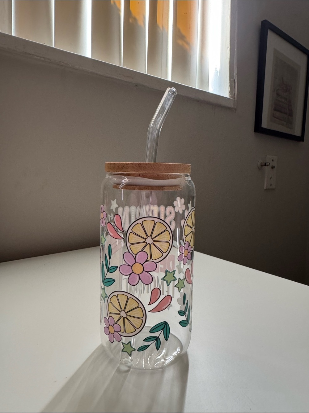 Sippin' Ice Cold Delulu Lemonade Glass Jar with Straw - Picture 3 of 4